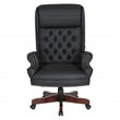 Scranton & Co Traditional Executive Chair in Black Vinyl with Cherry Base