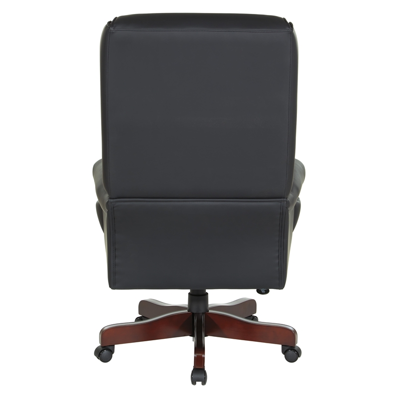 Scranton & Co Traditional Executive Chair in Black Vinyl with Cherry Base