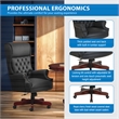 Scranton & Co Traditional Executive Chair in Black Vinyl with Cherry Base