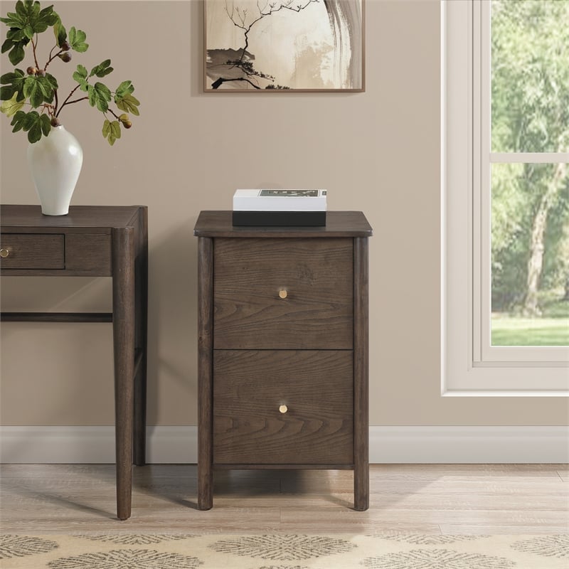Scranton & Co Assembled 2-Drawer File Cabinet in Burnt Ash Engineered Wood