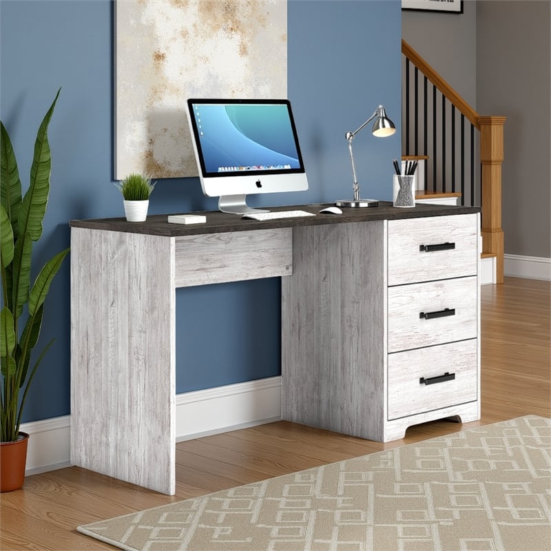 Scranton & Co 54-inch Home Office Desk with 3 Drawers in Dark Gray