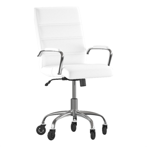 Scranton & Co Mid-Back Executive Chair in White LeatherSoft with Chrome Frame