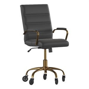 Scranton & Co Mid-Back Executive Chair in Black LeatherSoft with Gold Frame