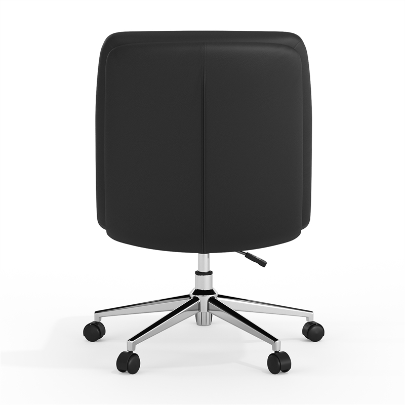 Scranton & Co Mid-Back Padded LeatherSoft Swivel Office Chair in Black/Chrome
