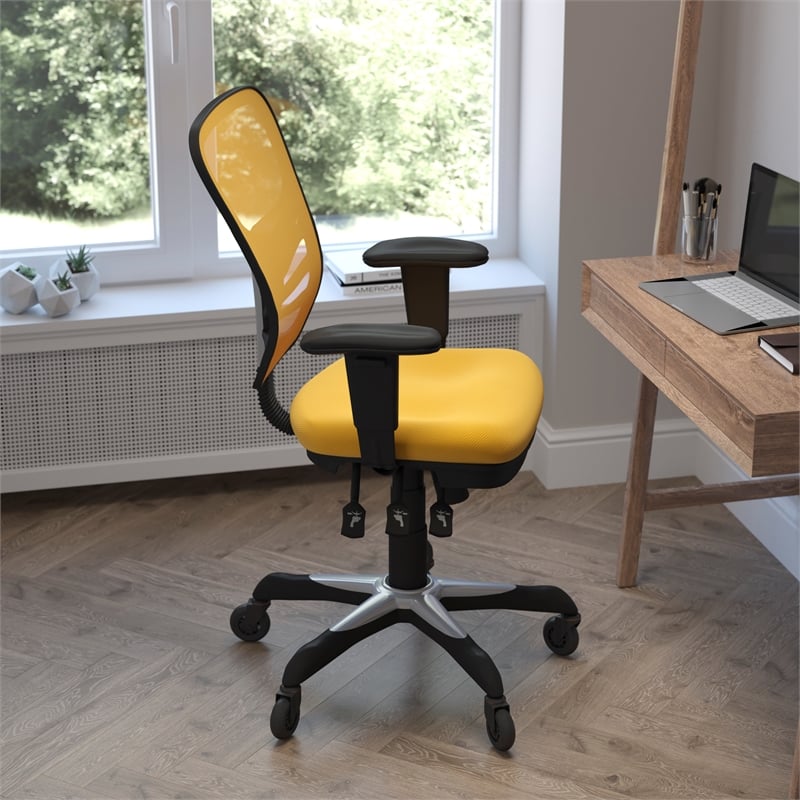 Scranton & Co Mid-Back Ergonomic Mesh Chair with Lumbar Support in Yellow