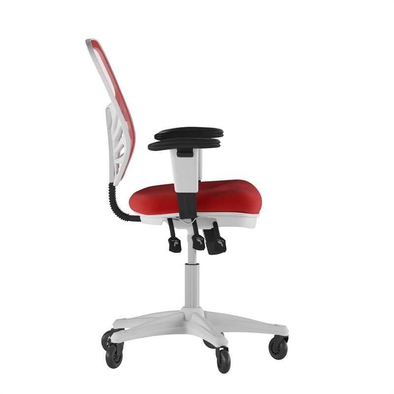 Scranton & Co Mid-Back Ergonomic Mesh Chair with Lumbar Support in Red