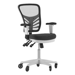 Scranton & Co Mid-Back Ergonomic Mesh Chair in Black with White Frame