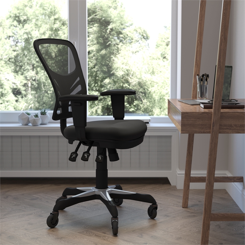 Scranton & Co Mid-Back Ergonomic Mesh Chair with Lumbar Support in Black