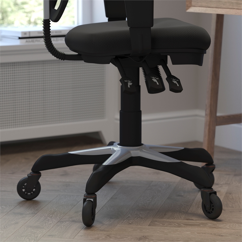 Scranton & Co Mid-Back Ergonomic Mesh Chair with Lumbar Support in Black