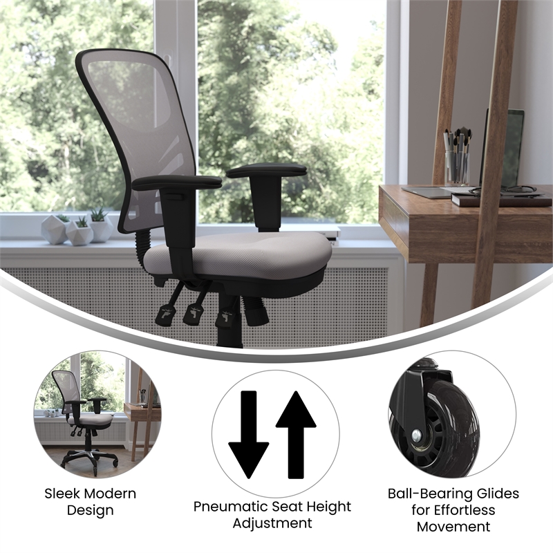 Scranton & Co Mid-Back Ergonomic Mesh Chair with Lumbar Support in Gray