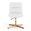 Scranton & Co Mid-Back Padded LeatherSoft Stationary Swivel Chair in White/Gold