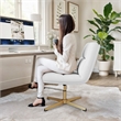 Scranton & Co Mid-Back Padded LeatherSoft Stationary Swivel Chair in White/Gold