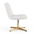 Scranton & Co Mid-Back Padded LeatherSoft Stationary Swivel Chair in White/Gold