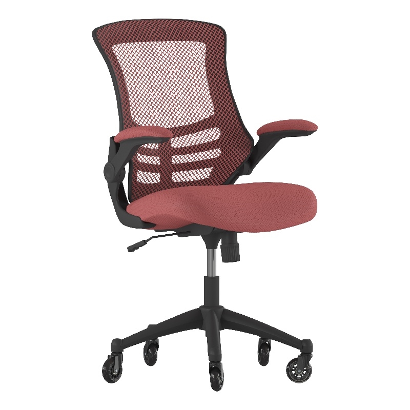 Scranton & Co Ergonomic Mid-Back Mesh Swivel Task Chair with Flip-Up Arms in Red