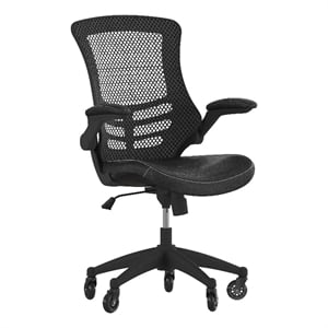 Scranton & Co Ergonomic Mid-Back Swivel Task Chair with Flip-Up Arms in Black