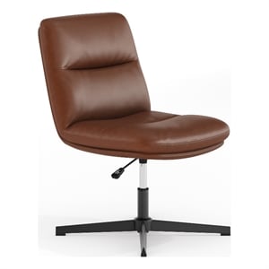 Scranton & Co Mid-Back Padded LeatherSoft Stationary Swivel Chair in Cognac
