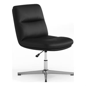 Scranton & Co Mid-Back Padded LeatherSoft Stationary Swivel Chair in Black