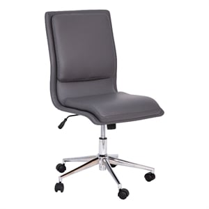 Scranton & Co Mid-Back Armless Task Chair in Gray LeatherSoft and Chrome Base