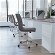 Scranton & Co Mid-Back Armless Task Chair in Gray LeatherSoft and Chrome Base