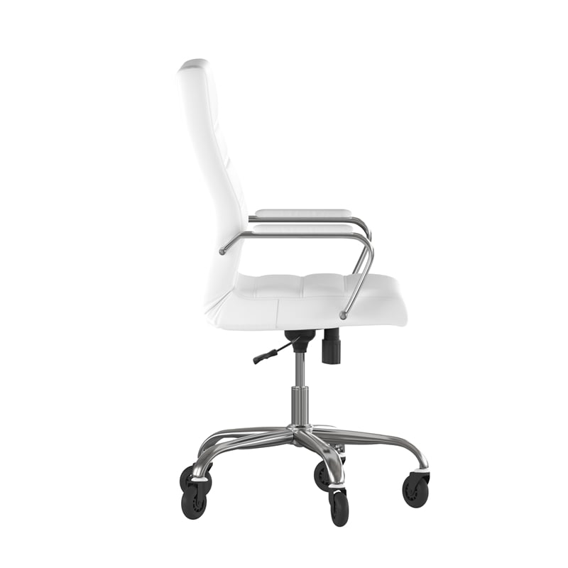 Scranton & Co High-Back Executive Chair in White LeatherSoft and Chrome Frame