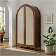 Scranton & Co 79-In Tall Rattan Arched Storage Cabinet in Walnut Finish