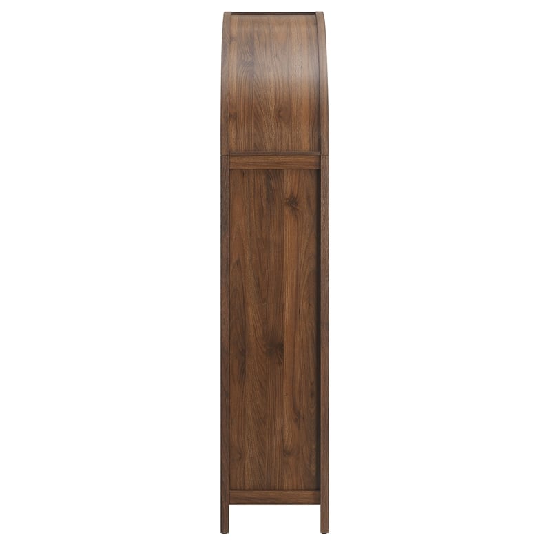 Scranton & Co 79-In Tall Rattan Arched Storage Cabinet in Walnut Finish