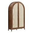 Scranton & Co 79-In Tall Rattan Arched Storage Cabinet in Walnut Finish