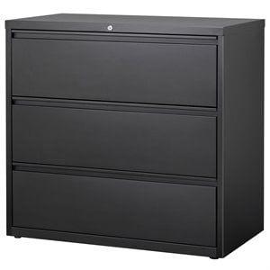 Scranton & Co 42 in Wide 3 Drawer Lateral File Cabinet in Black Metal