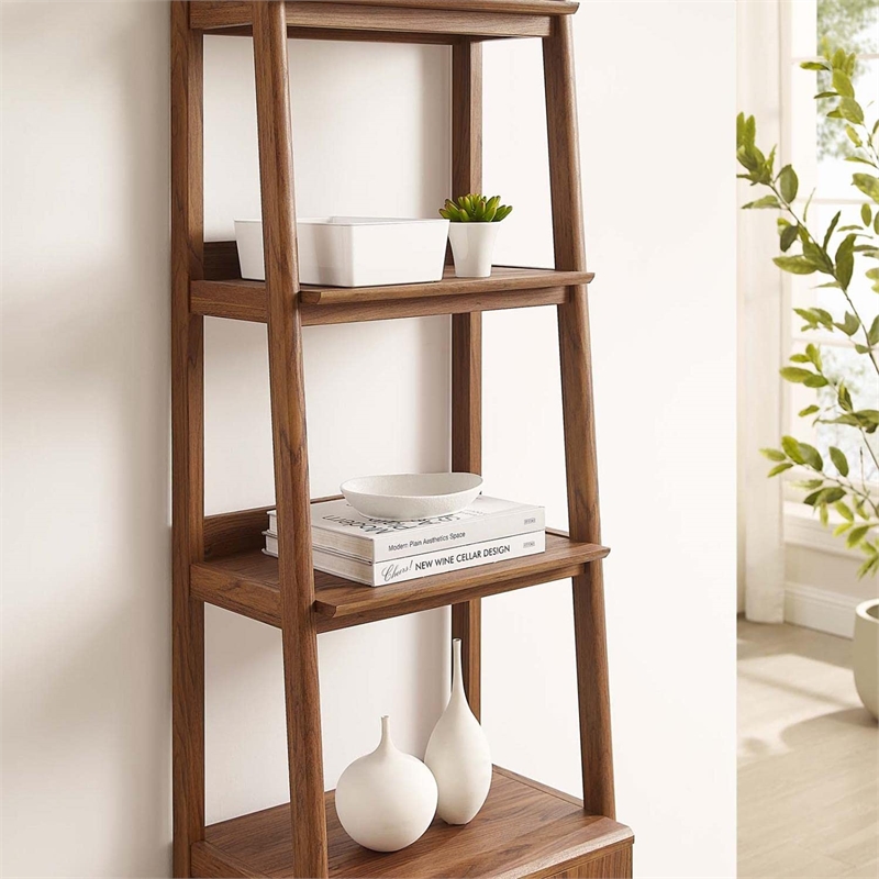 Scranton & Co Wood Bookshelf with Concealed Storage Walnut 71