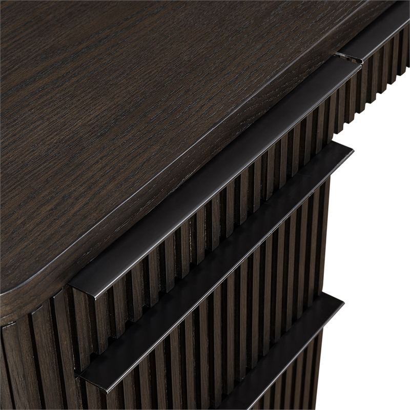 Scranton & Co Pedestal L Desk in Wood with Dark Chocolate Finish
