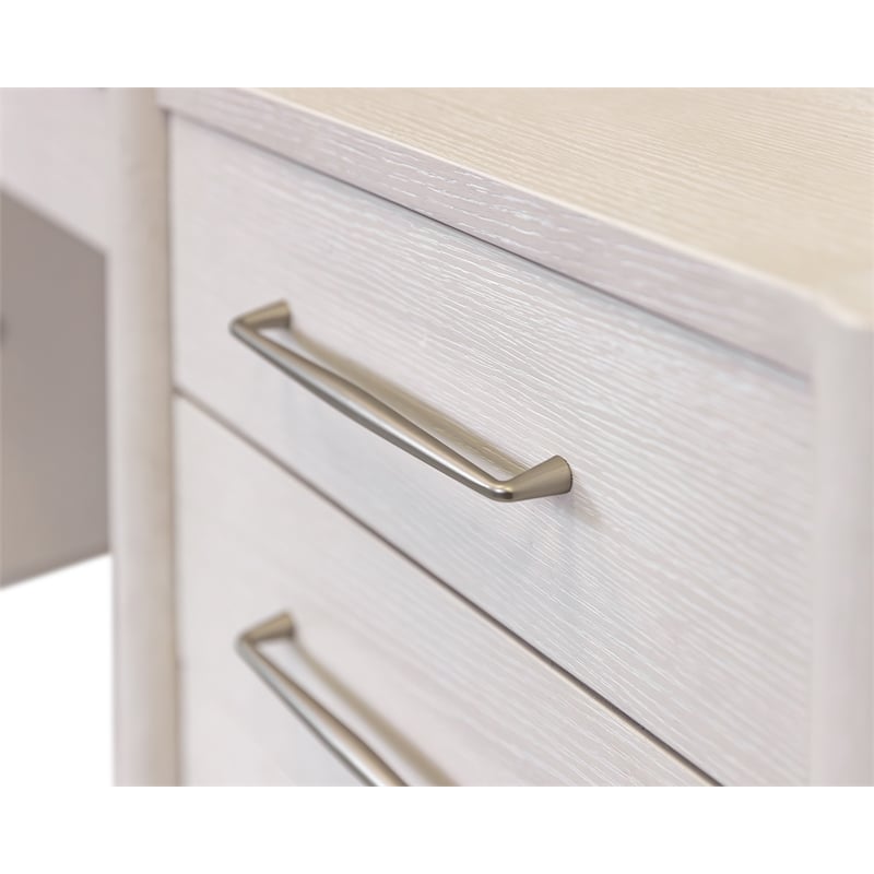 Scranton & Co Double Pedestal Executive L Desk in Ash White Finish