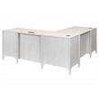 Scranton & Co Double Pedestal Executive L Desk in Ash White Finish