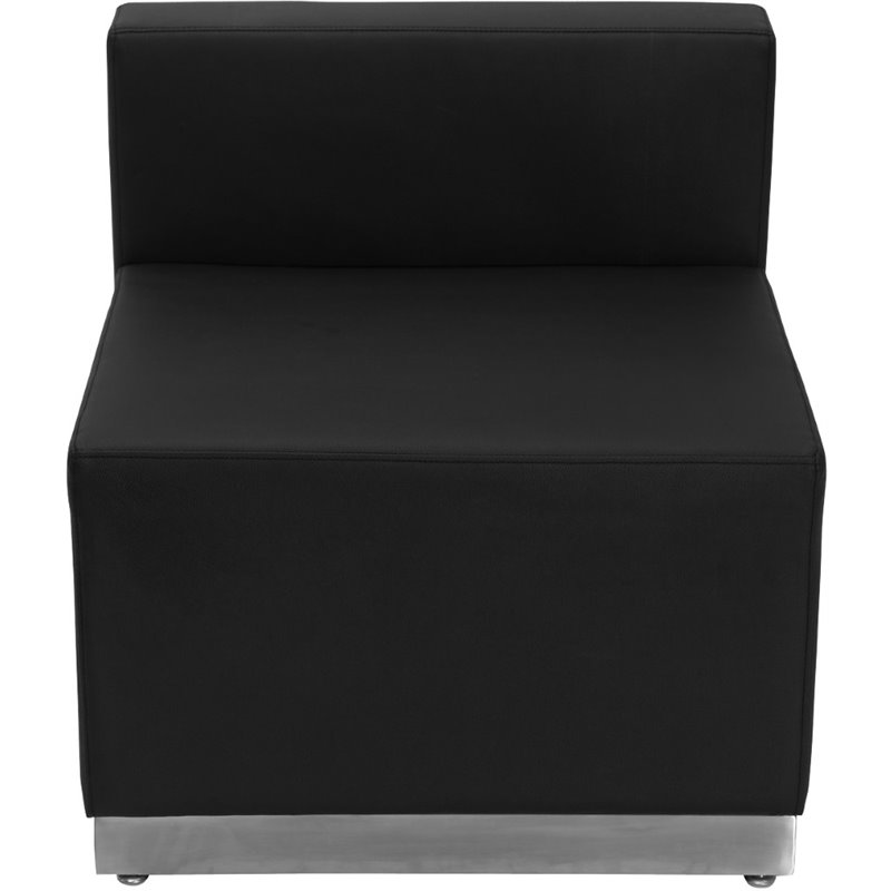 Scranton & Co 5 Pc Reception Seating Set in Black Leather and Steel