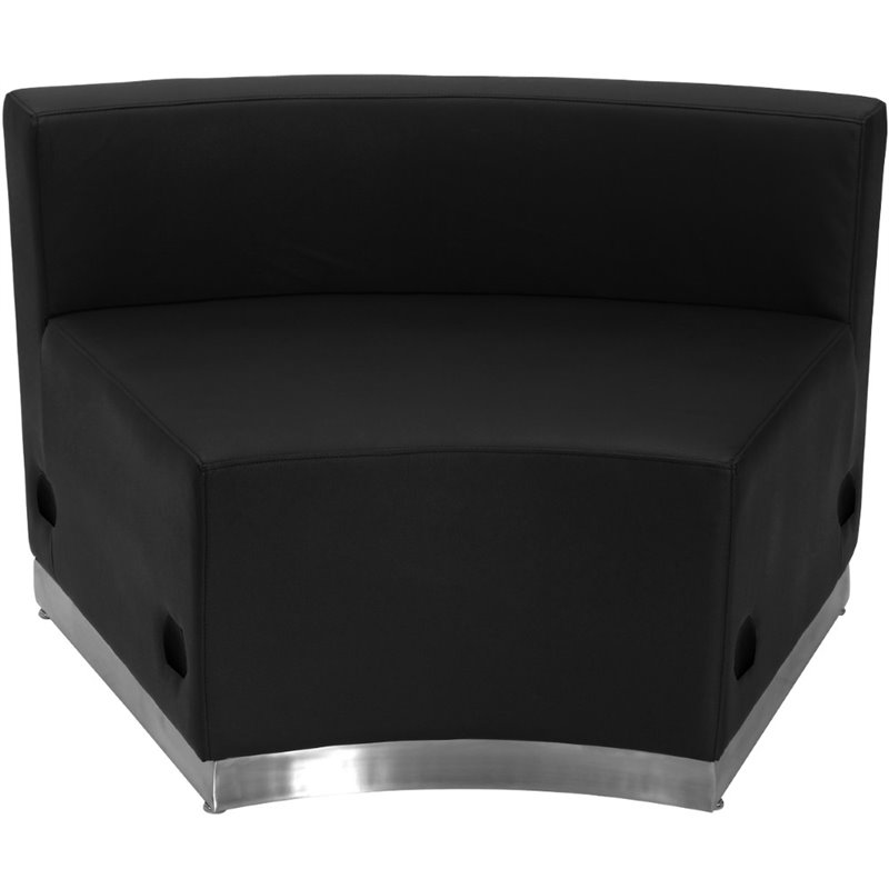 Scranton & Co 5 Pc Reception Seating Set in Black Leather and Steel