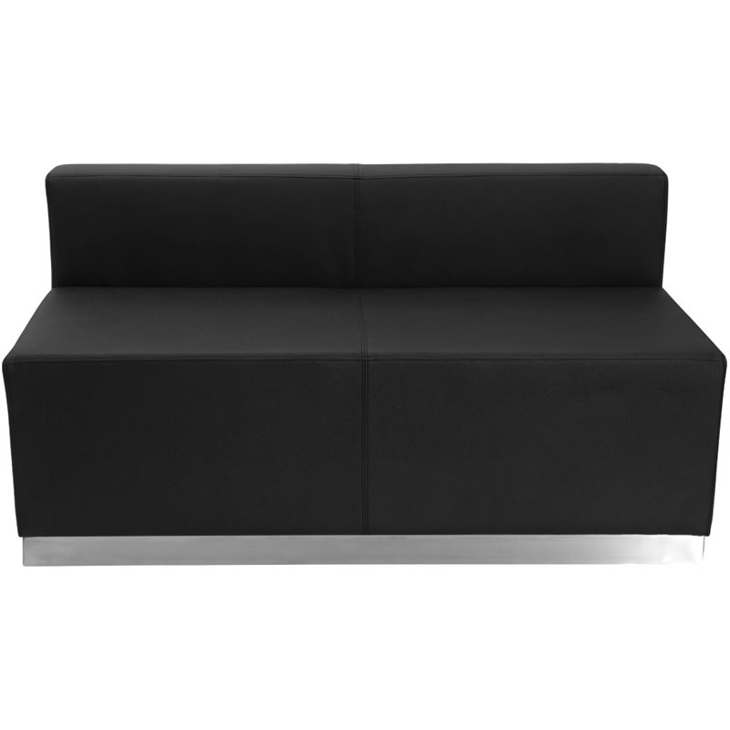 Scranton & Co 5 Pc Reception Seating Set in Black Leather and Steel
