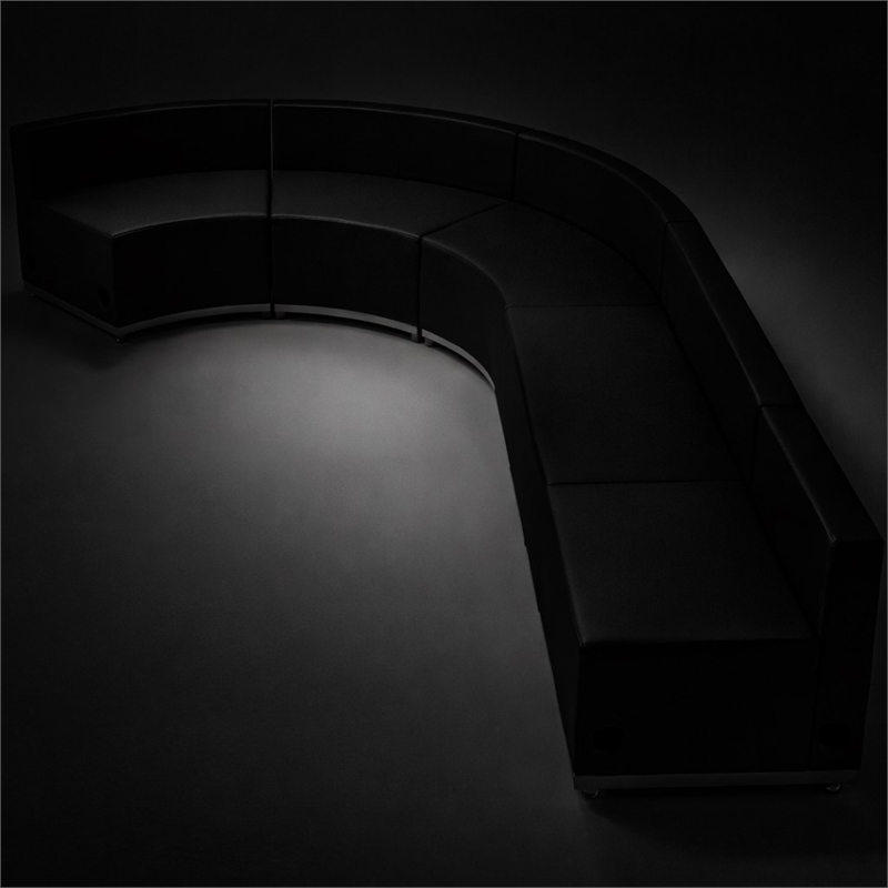 Scranton & Co 5 Pc Reception Seating Set in Black Leather and Steel