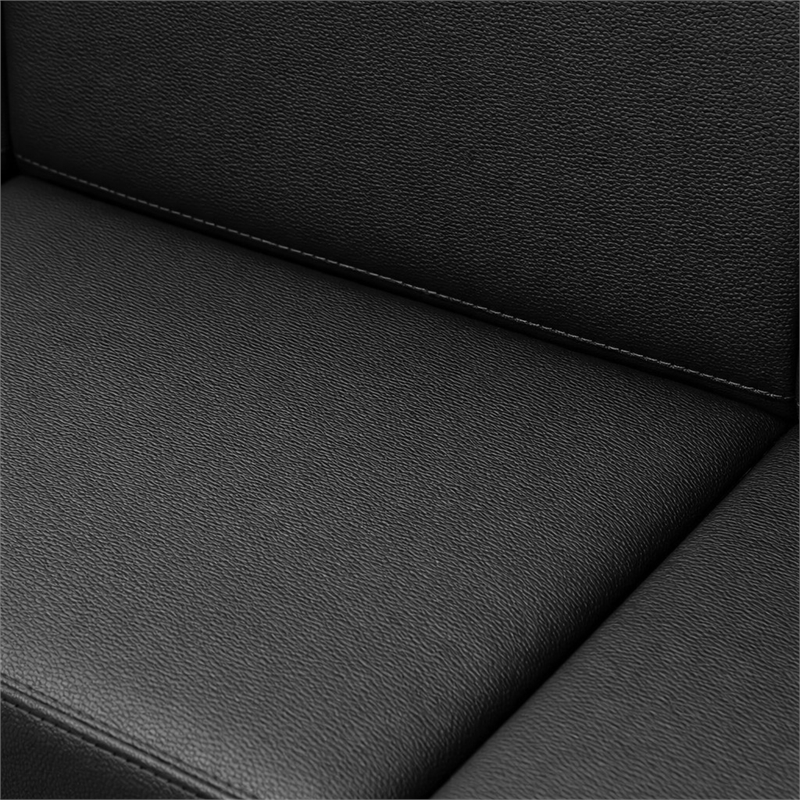 Scranton & Co 5 Pc Reception Seating Set in Black Leather and Steel