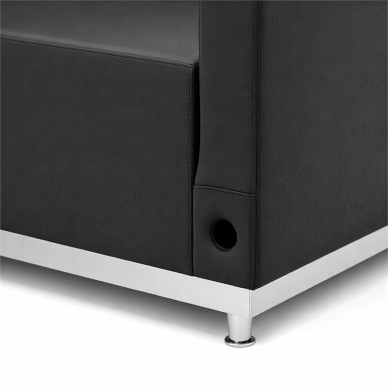 Scranton & Co 5 Pc Reception Seating Set in Black Leather and Steel