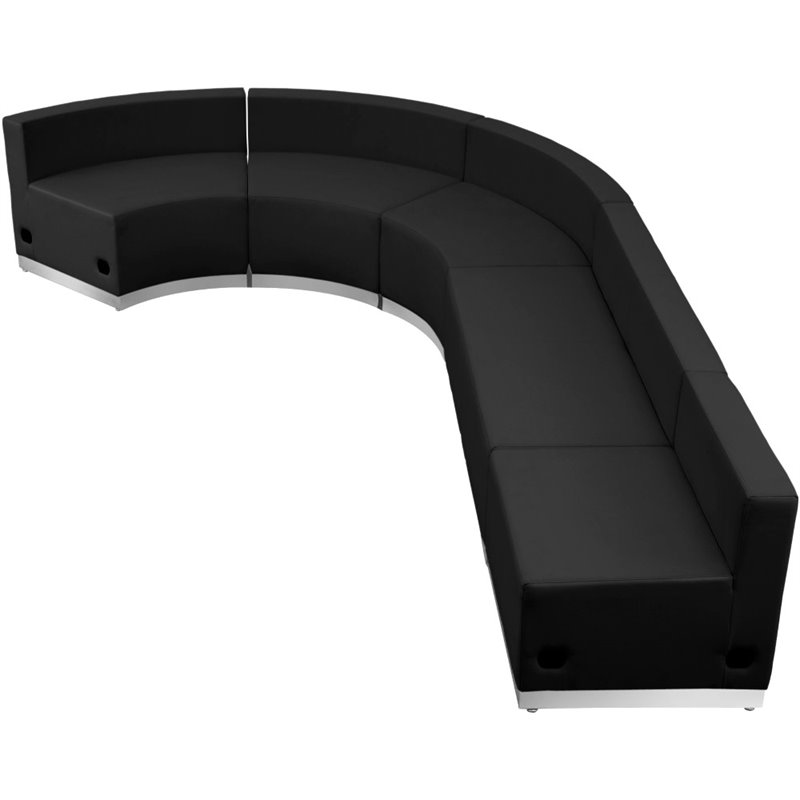 Scranton & Co 5 Pc Reception Seating Set in Black Leather and Steel