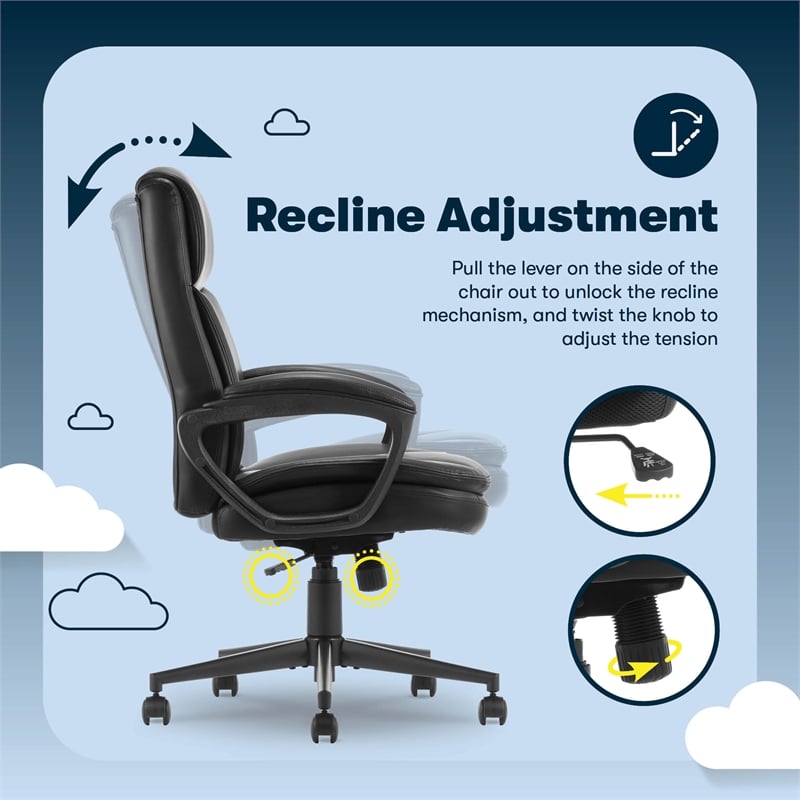 Scranton & Co Comfort Ergo Executive Office Chair Black Bonded Leather