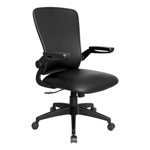 Scranton & Co Mesh Back Flip Arm Vinyl Task Chair with Casters in Black