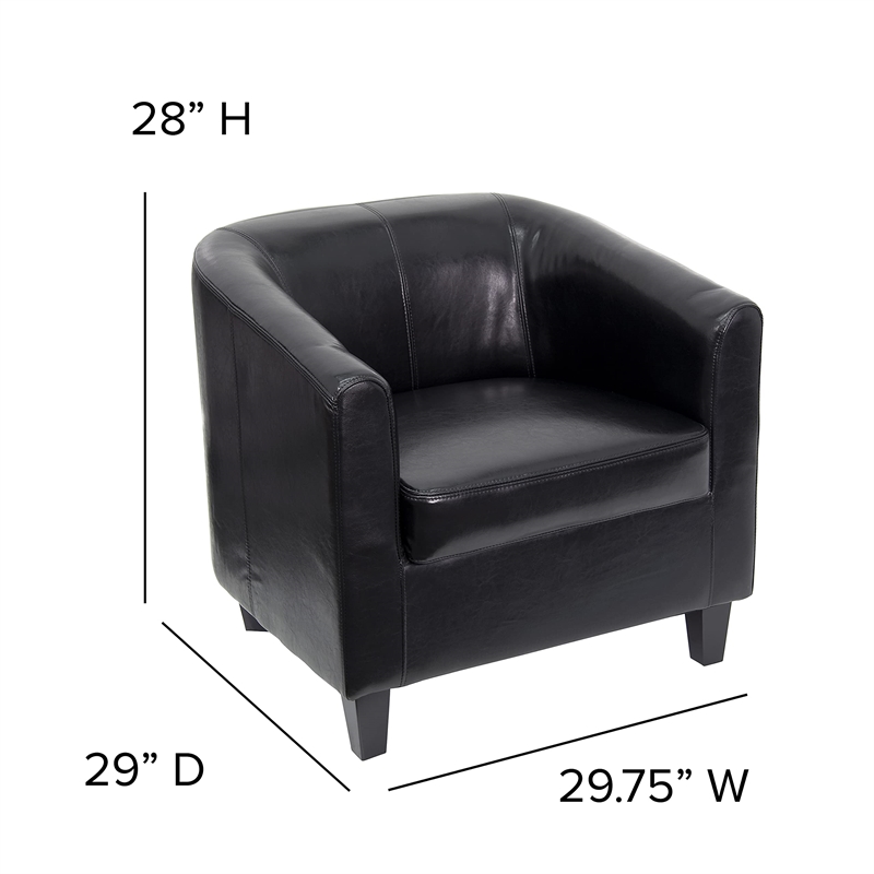 Scranton & Co Office Guest Chair in Black Leather with Streamlined Stitching