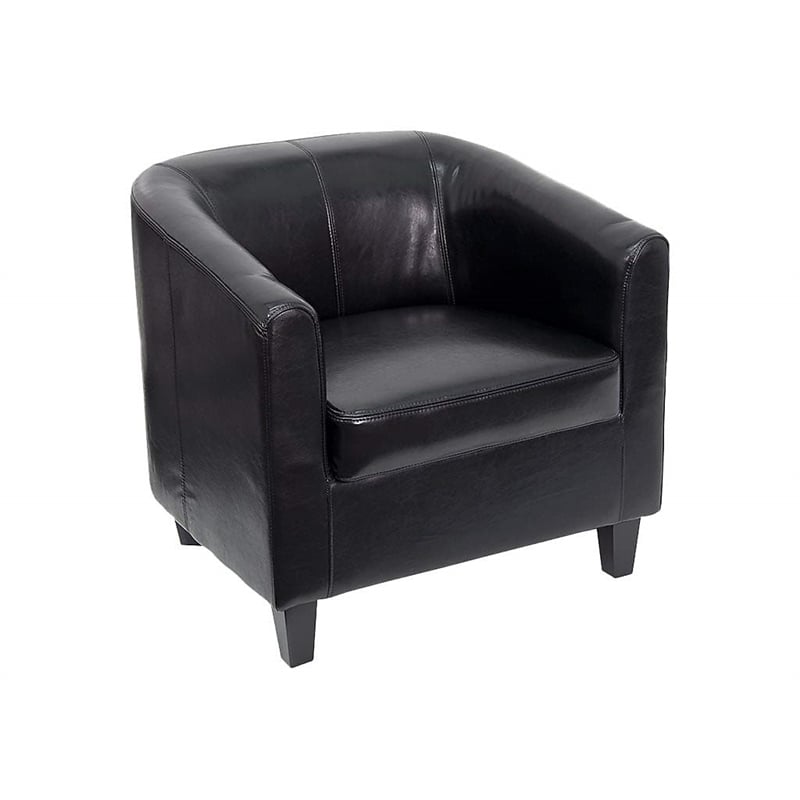 Scranton & Co Office Guest Chair in Black Leather with Streamlined Stitching