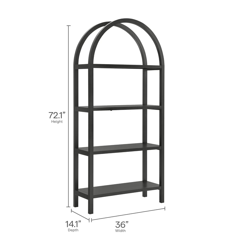 Scranton & Co 72 in Large Sculptural Arched Shelf Bookcase in Black