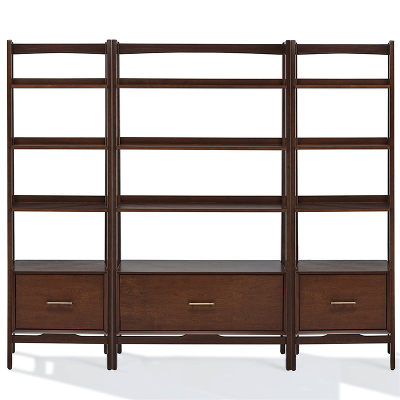 Scranton & Co 3 Piece Wood Etagere Bookcase Set with Shelves in Mahogany