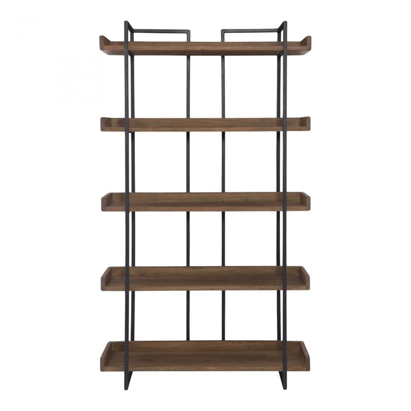 Scranton & Co 5 Level Acacia Bookshelf with Iron Frame in Brown
