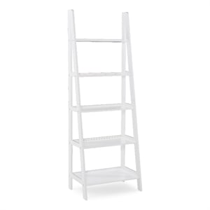 Scranton & Co 72&quot Rubberwood Ladder Bookshelf with 5 Shelves in White