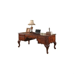 Scranton & Co 72&quot Wood Executive Desk with Carved Designs in Cherry