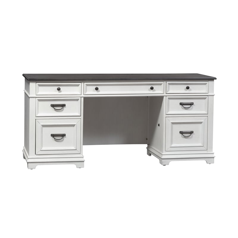 Scranton & Co Credenza in White with Charcoal Pine Top