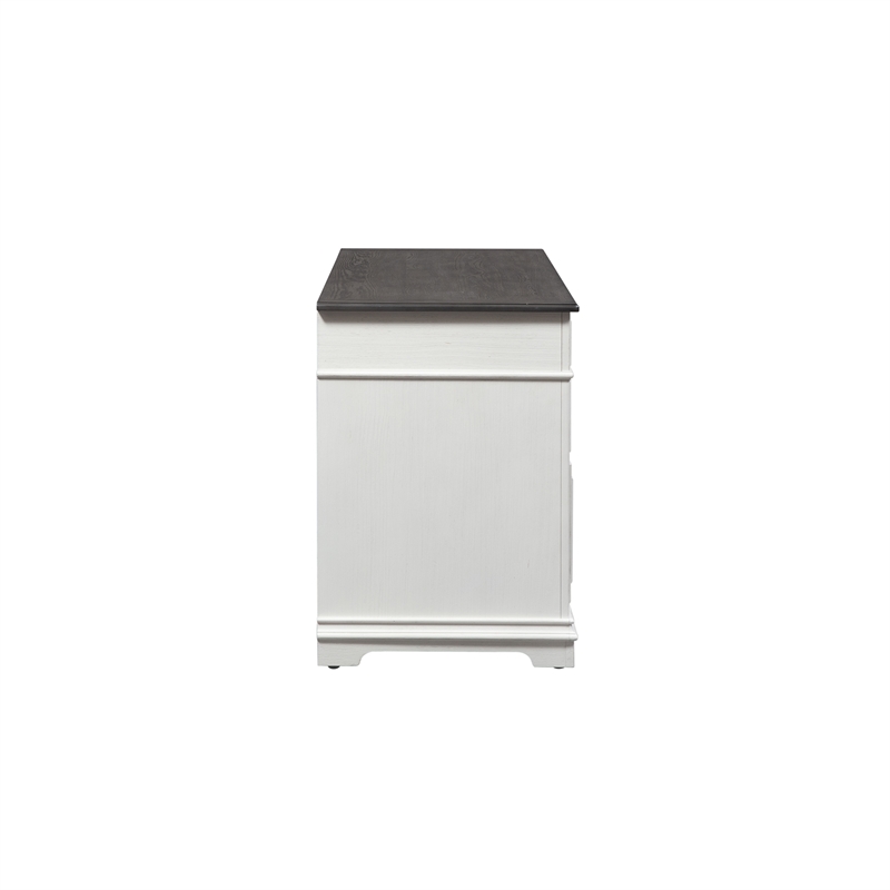 Scranton & Co Credenza in White with Charcoal Pine Top